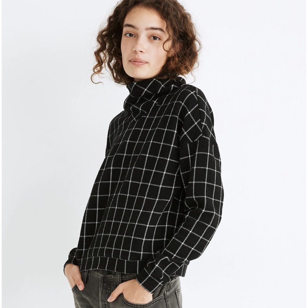 Madewell Textured Turtleneck Top in Windowpane